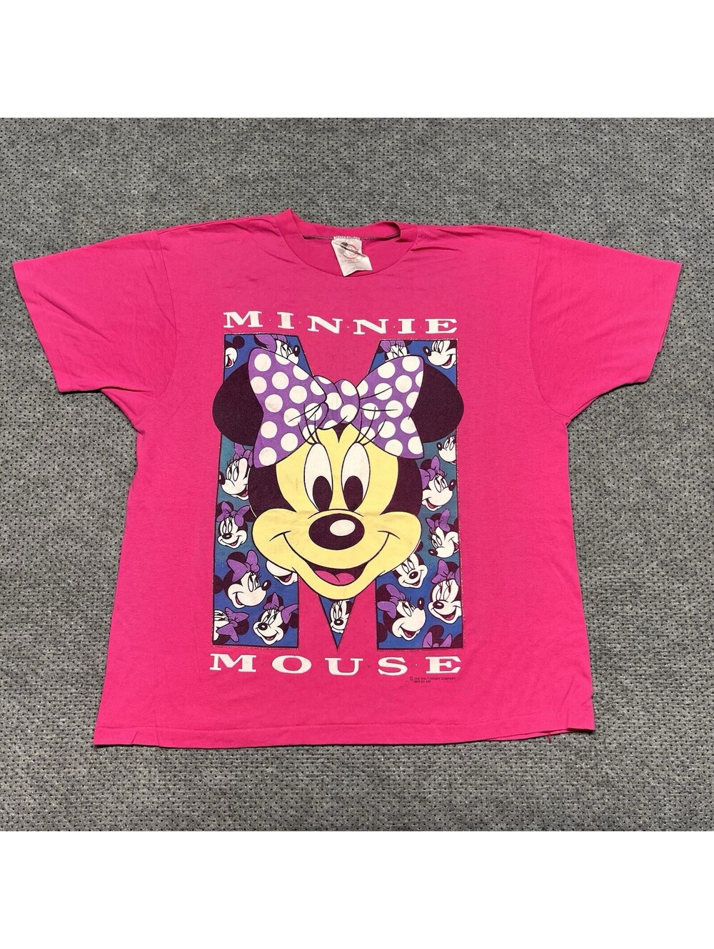 Vintage 1990s Disneyland Minnie Mouse Pink T-Shirt Large Single Stitch Rare